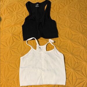 Black and White Ribbed Tank Tops